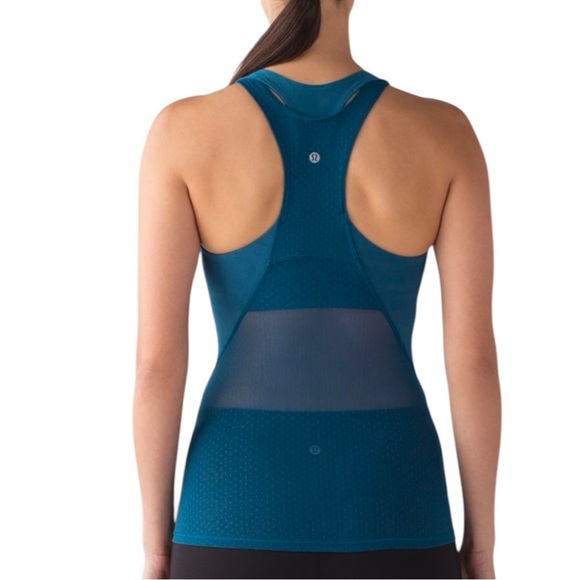 LULULEMON | Body Con Tank in Poseidon | Built-in-Bra Luxtreme Mesh Yoga Top | 4 - Picture 3 of 8